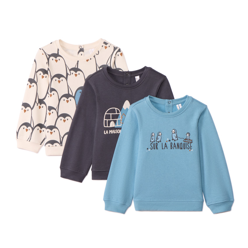 Set van 3 fantasie fleece sweatshirts voor babyjongens 