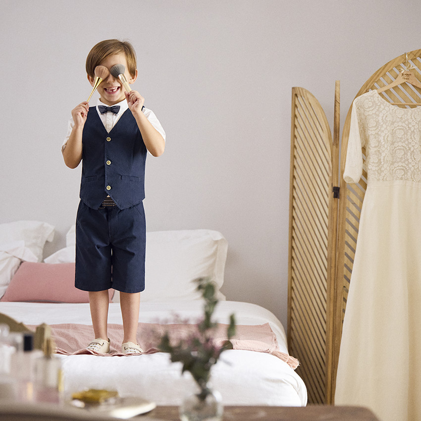 Korte mouwen hemd met vlinderdas voor jongen 