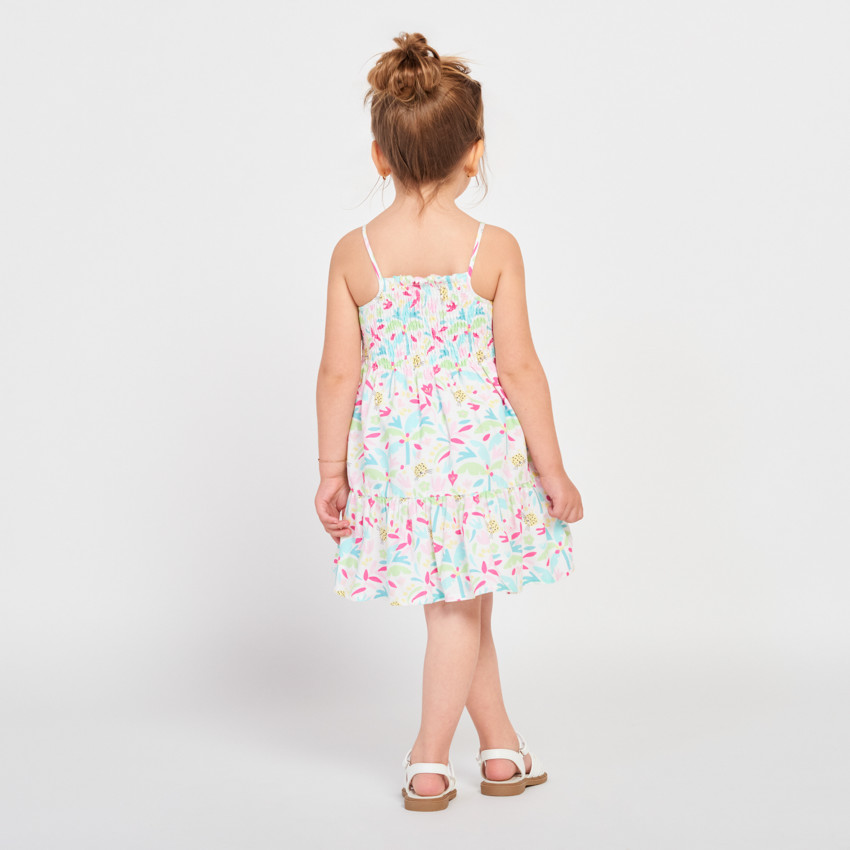 Robe sans manches avec imprimée fleurs et léopards pour bébé fille  