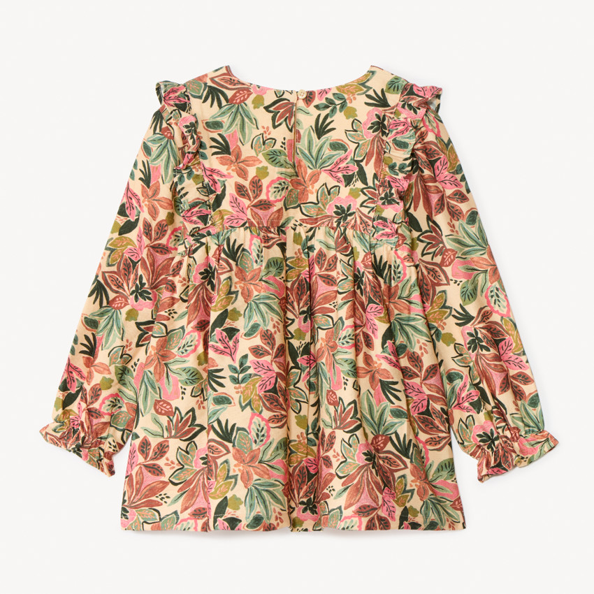 Tunique manches longues imprimé fleurs pour fille 