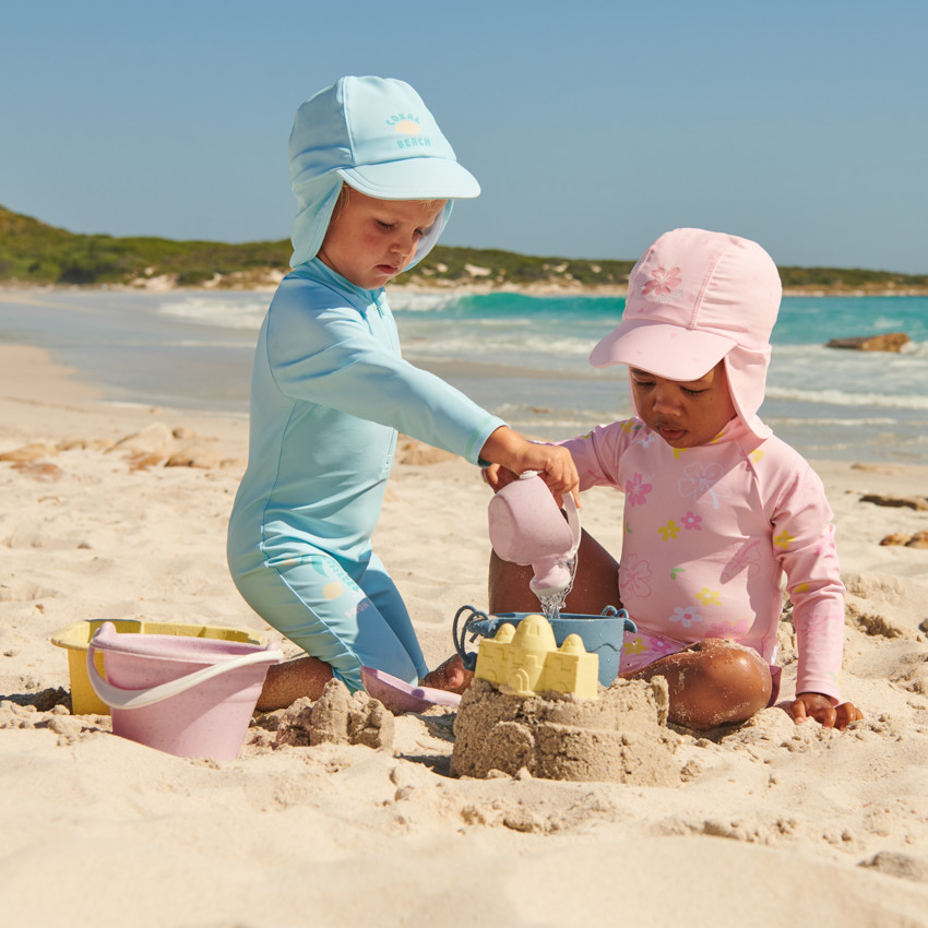Casquette saharienne anti-UV imprimé fleur d'hibiscus pour bébé fille 