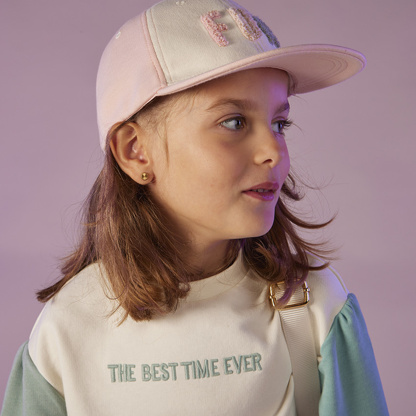 Sweat effet color block avec broderie pour fille 