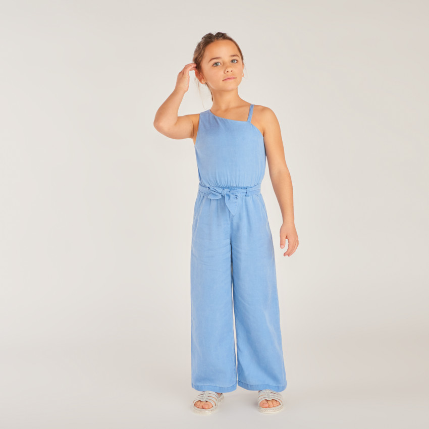 Combinaison longue manches asymétriques unie fille 