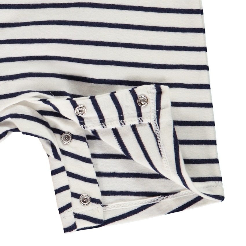 Combinaison courte rayée avec patch lapin pour bébé garçon 