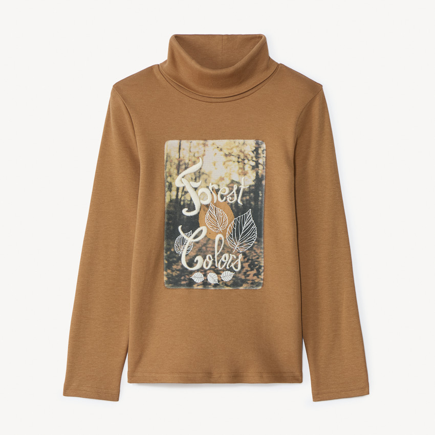 Interlockondertrui met coltrui en photoprint voor jongens 