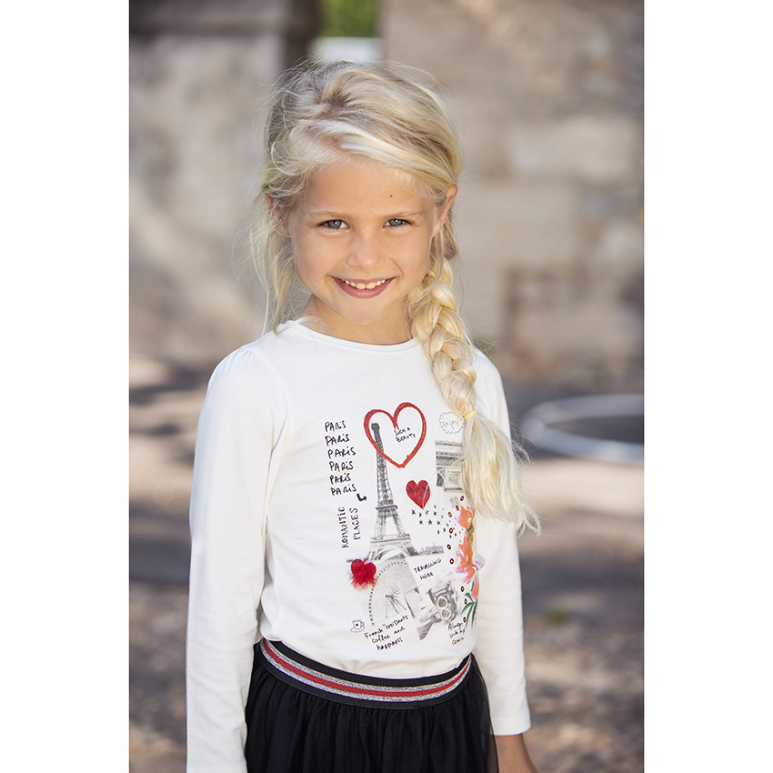 T-shirt met lange mouwen met Paris-print, voor meisjes. 