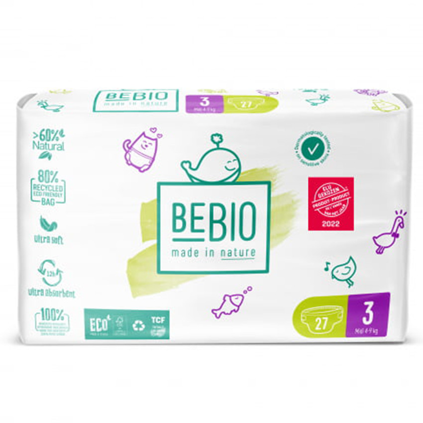 Couches/langes écologiques Taille 3 Midi 4 à 9kg 27 couches 