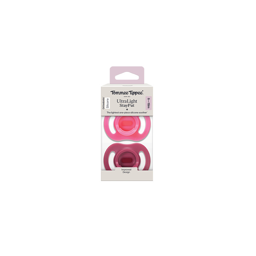 SUCETTE SILICONE PACK DE 2 SUCETTES ULTRA LÉGÈRE TOUJOURS EN PLACE - 6/18M 