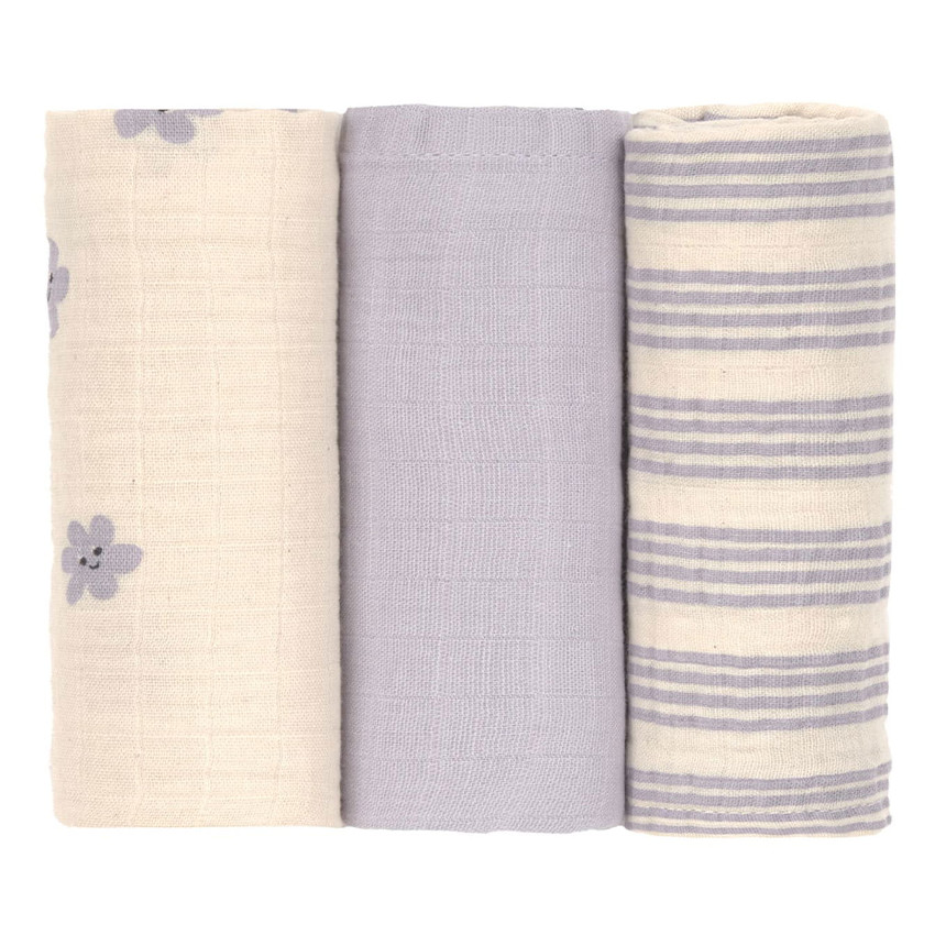 Lot de 3 langes Tétra 60x60 M Tiny Team Pastel Lilac 
