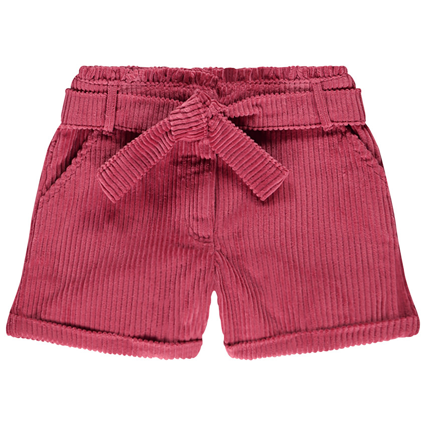 Short en velours côtelé avec ceinture à nouer pour fille 