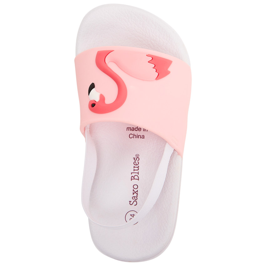 Roze flamingo slippers voor meisjes met bandje volgens maat 