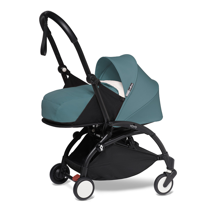 Volledige kinderwagen YOYO² nieuwe 0+ en 6+ pack zwart onderstel - Aqua 