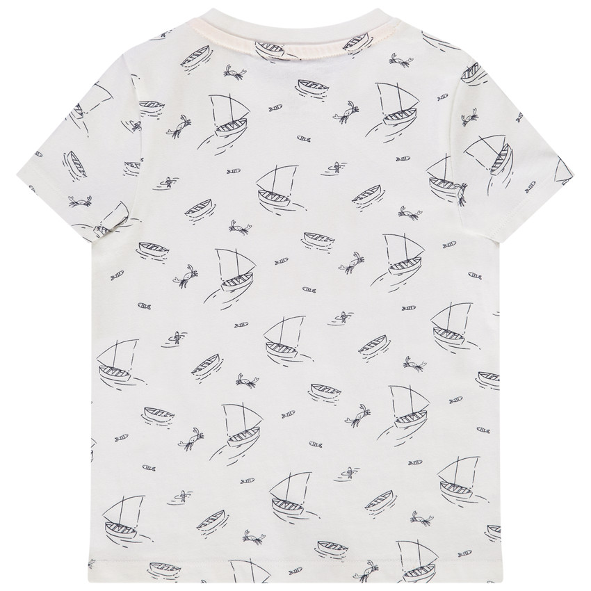 Korte mouwen T-shirt met zeilbotenprint voor baby jongen 