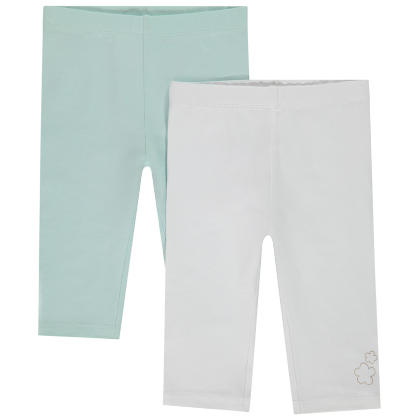 Set van 2 lange effen boxershorts met gouden folieprint voor babymeisjes 