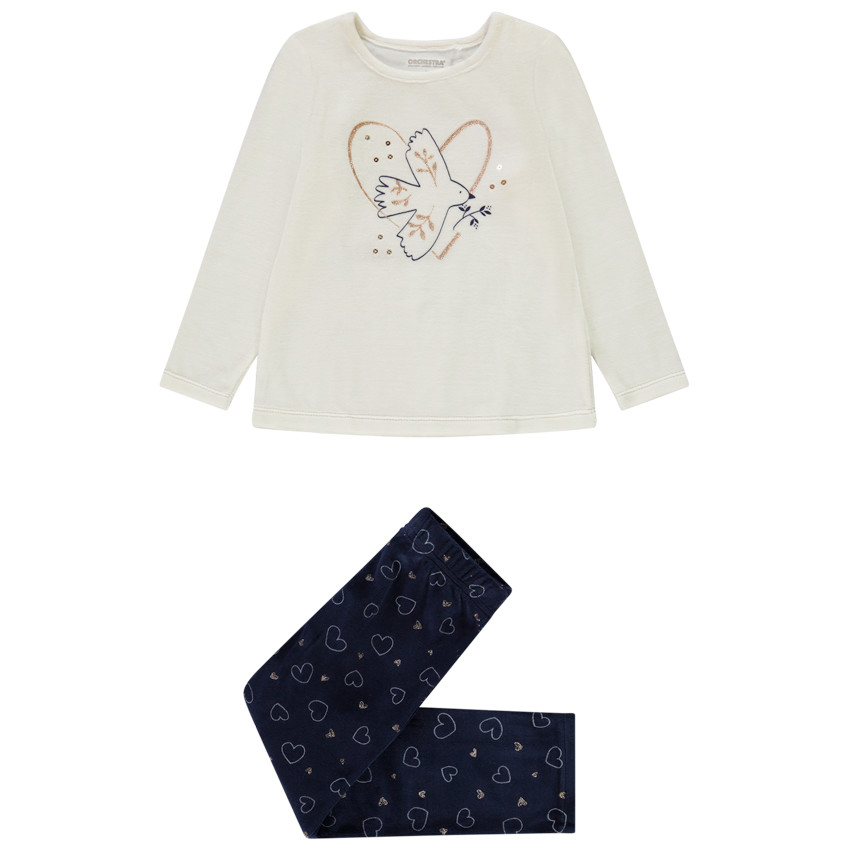 Pyjama 2 pièces en velours avec glitter print pour fille 