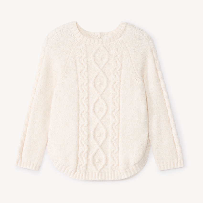 Pull poncho en tricot uni pour bébé fille 