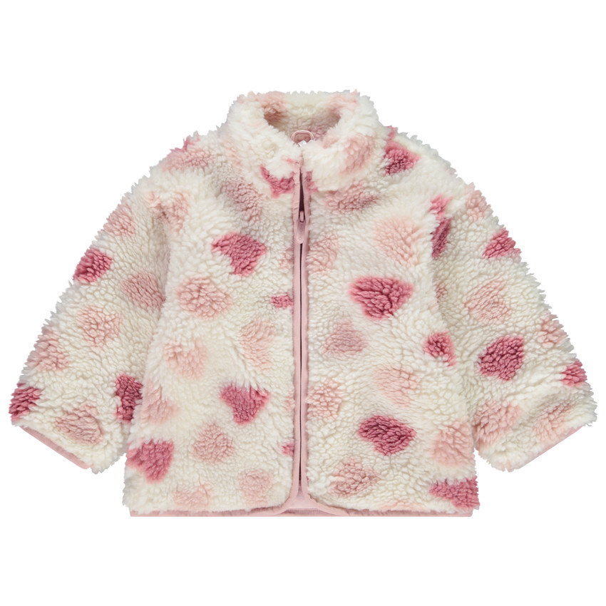 Jas in sherpa met hartenprint voor meisjes 