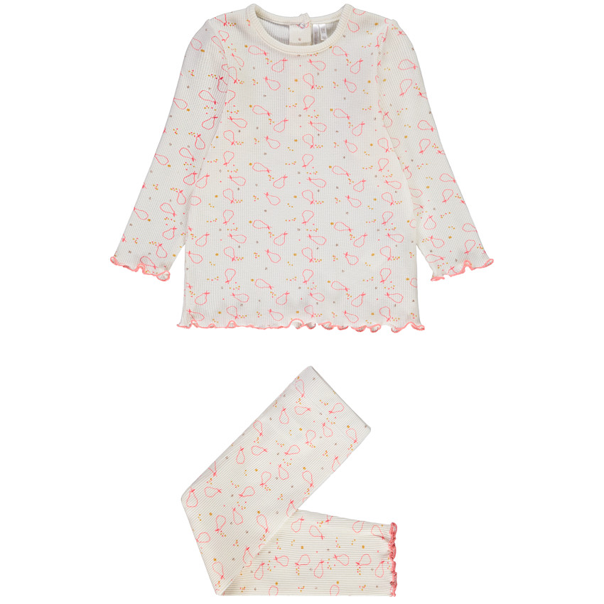 Pyjama 2 pièces nid d'abeille imprimé poires pour bébé fille 