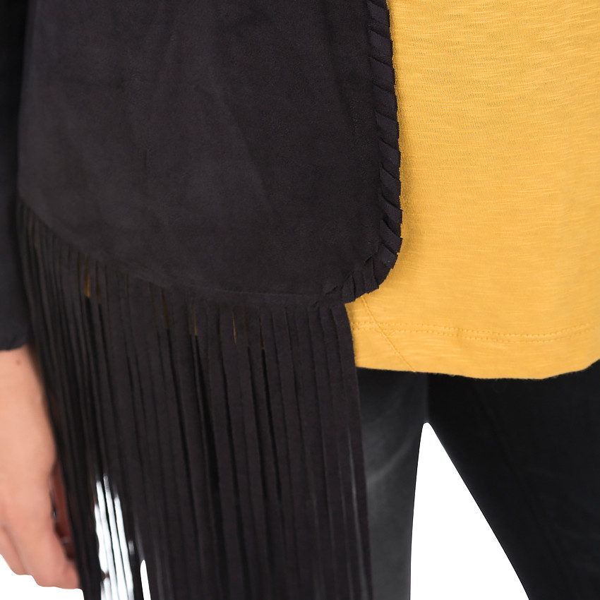 Vest voor zwangerschap in imitatiedons met franjes 