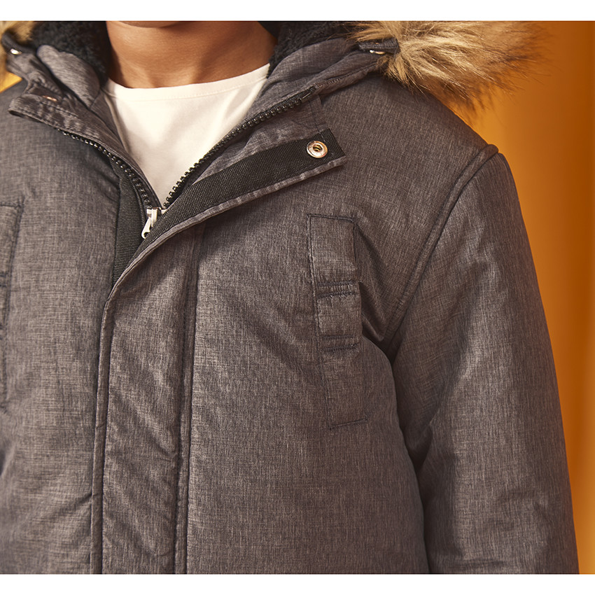 Parka voor extreme kou waterafstotend met kap in polyamide voor jongens 