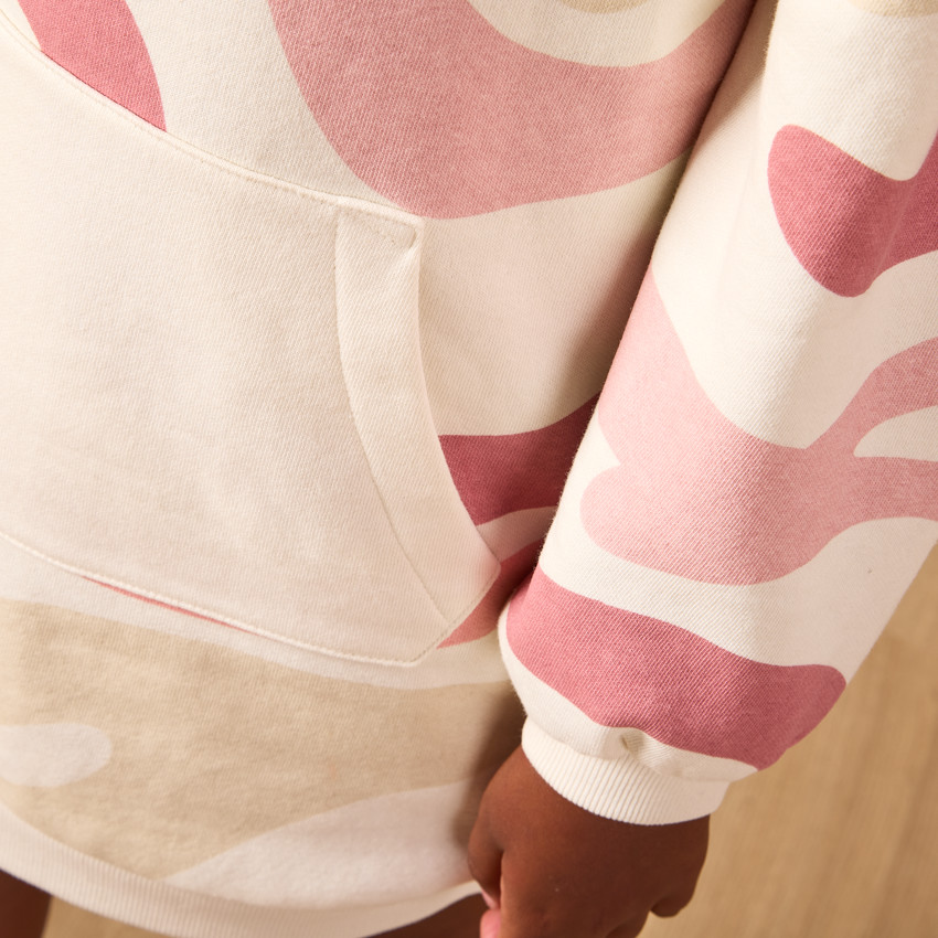Robe sweat en molleton avec capuche et poche kangourou pour fille 