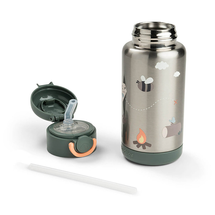 Drinkfles isothermish met rietje 340ml Tiny Trails Groen 