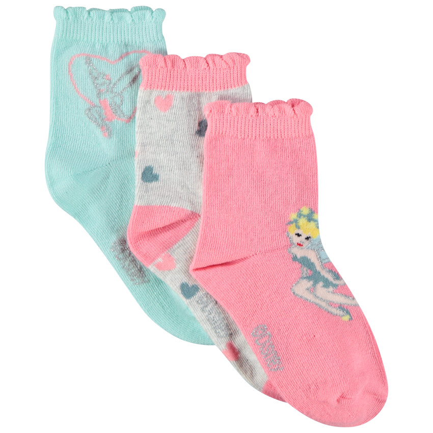 Lot de 3 paire de chaussettes Fée Clochette Disney pour fille 
