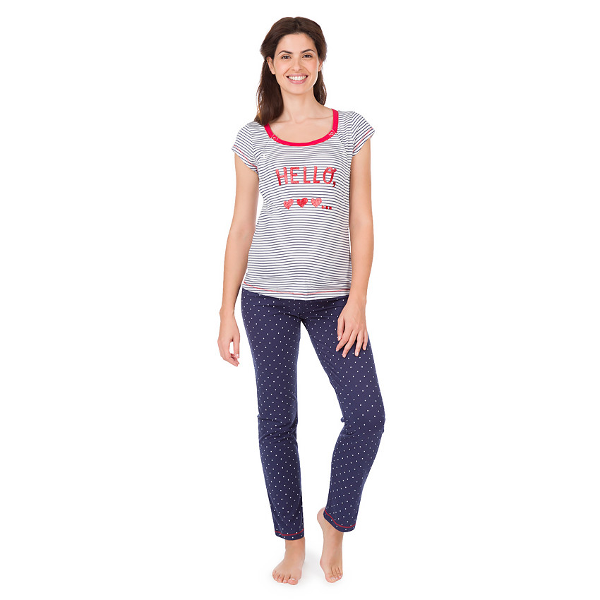 Tee-shirt manches courtes homewear de grossesse et d'allaitement 