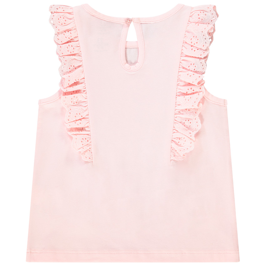 Débardeur printé avec volants en broderie anglaise pour bébé fille 
