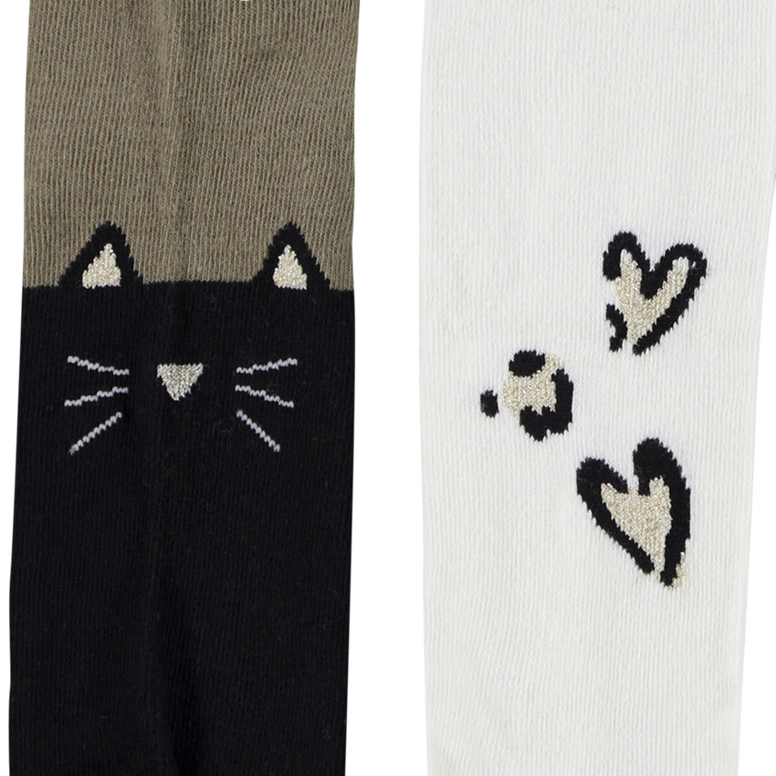 Lot de 2 paires de collants épais fantaisie pour fille  