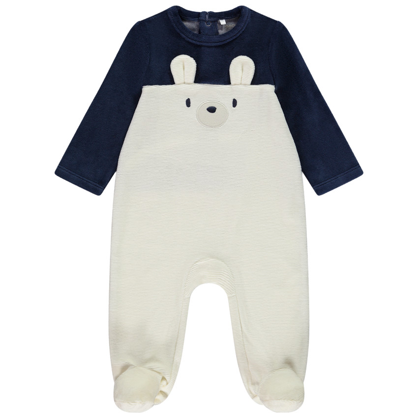 Pyjama met beer in fantasie fluweel voor baby 