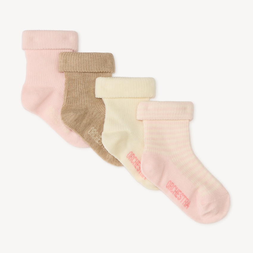 Set van 4 paar opvouwbare gebreide sokken voor meisjesbaby's 