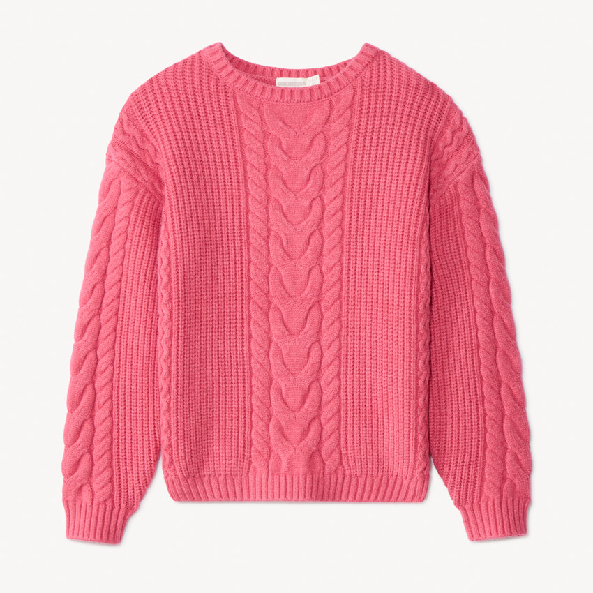 Oversize gebreide kabeltrui effen voor meisjes 