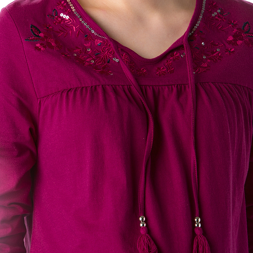 Blouse brodée de grossesse en jersey de coton 