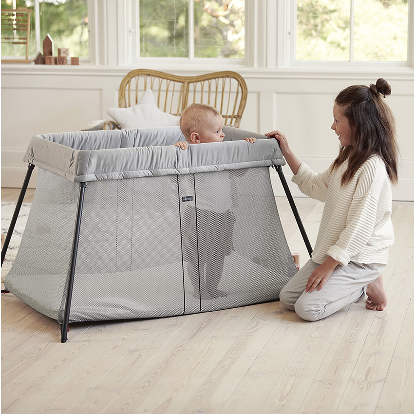 Lit parapluie Light + drap housse - Argent 