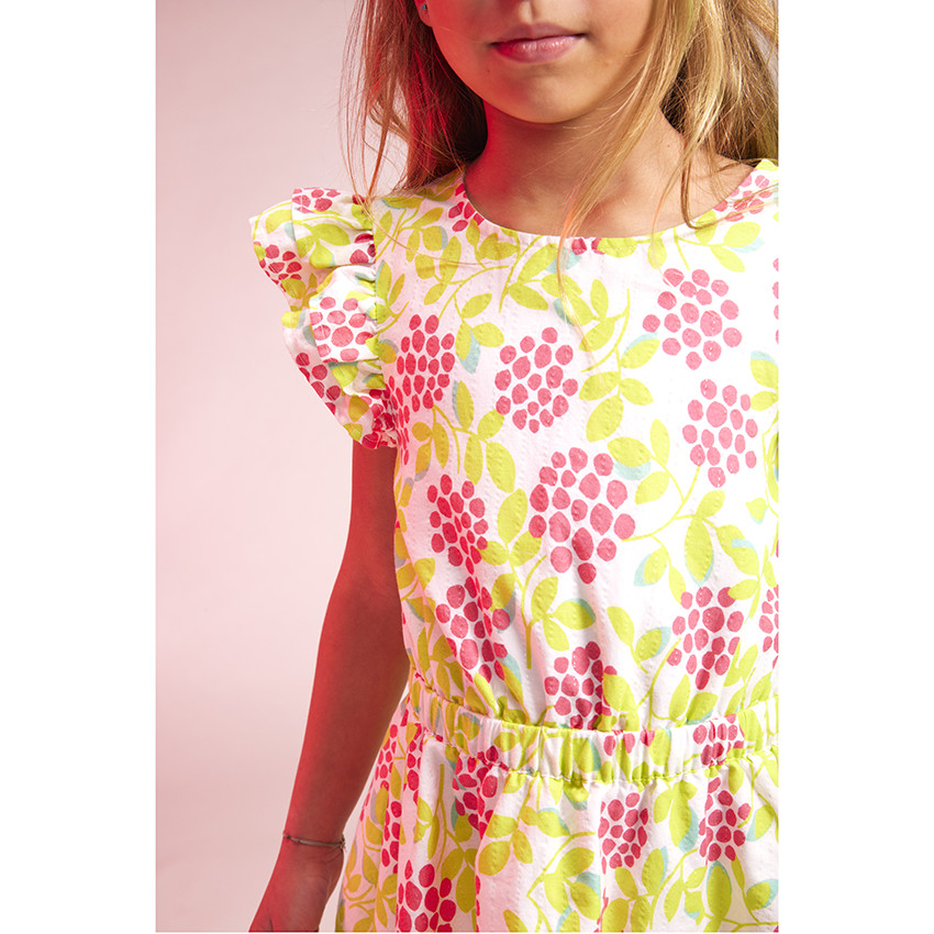Robe manches courtes volantées imprimé fleuri pour fille 