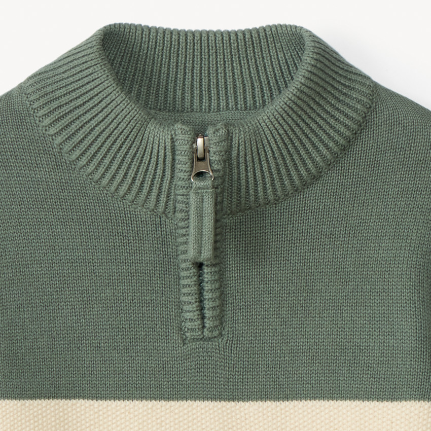 Trui met lange mouwen, opstaande truckerskraag met rits en strepen voor jongens 