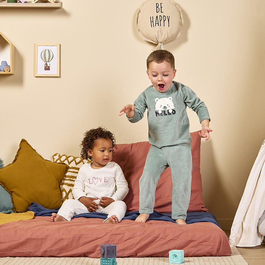 Pyjama long 2 pièces en velours pour bébé fille 