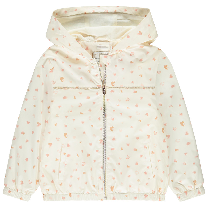 Windjack met hartjesprint en vlekkeneffect voor meisjes 