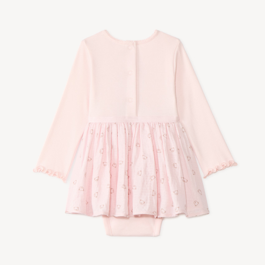 Robe manches longues bébé fille effet 2 en 1 avec body intégré 