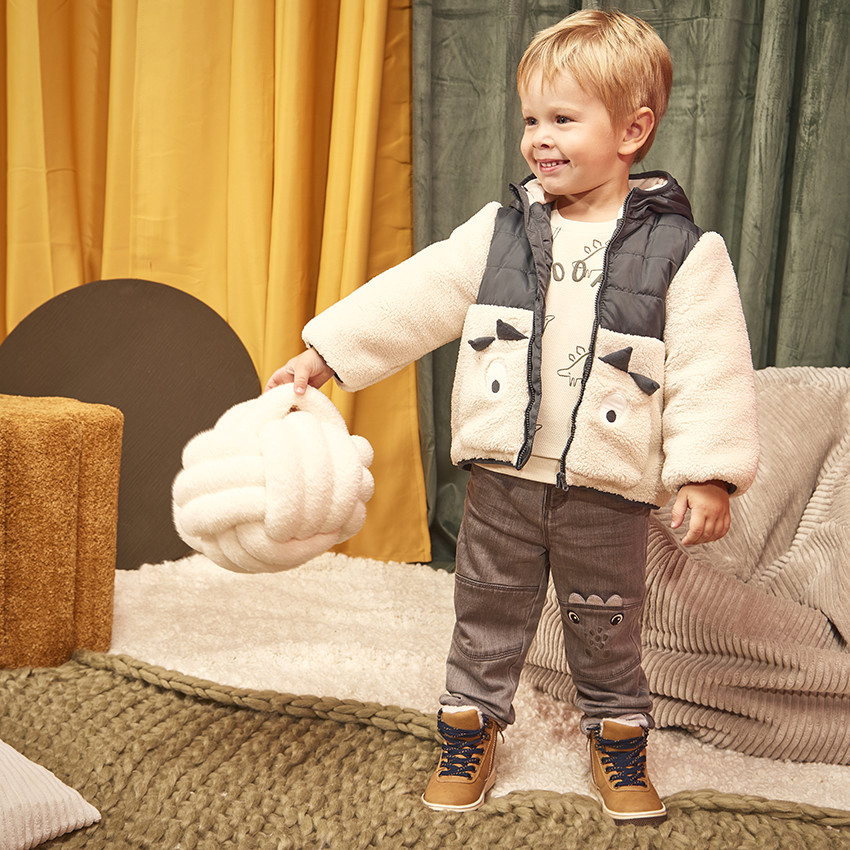 Sweatshirt in fleece met dinosaurussen voor babyjongen 