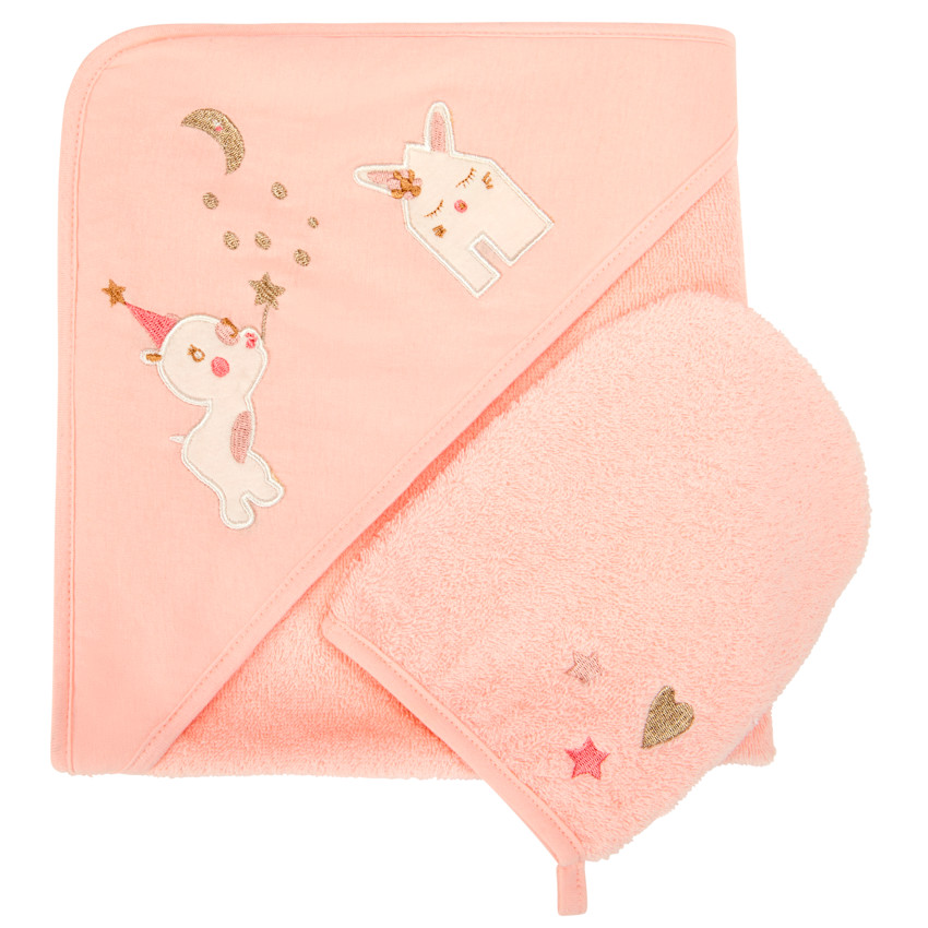 Set van badcape + washandje Little Princess 