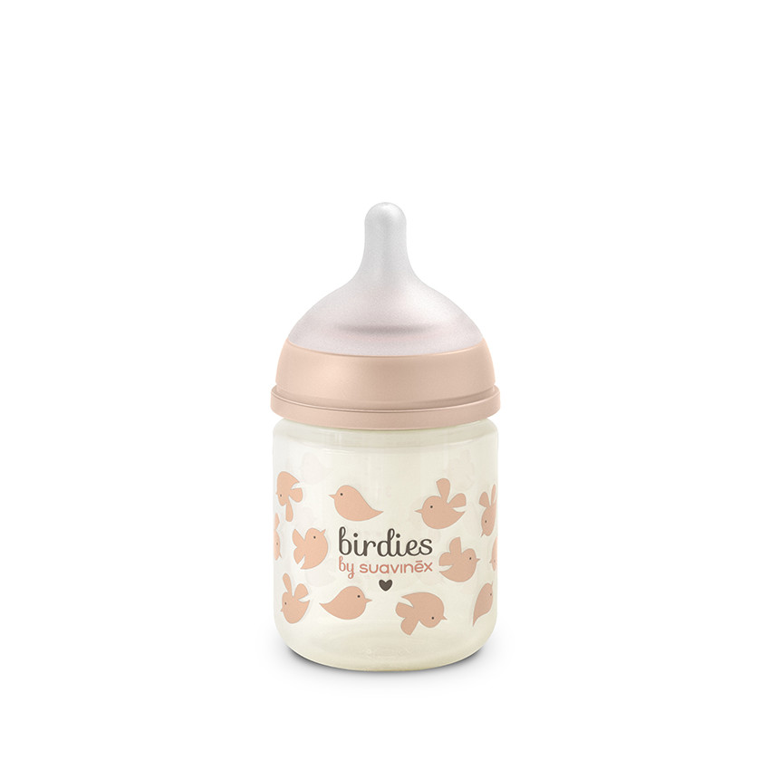 Biberon en verre 120ml avec tétine SX Pro XS Birdies rose 
