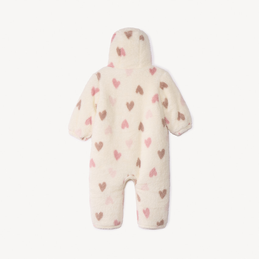 Combi-pilote sherpa imprimé cœurs pour bébé fille avec finitions différentes selon l'âge 