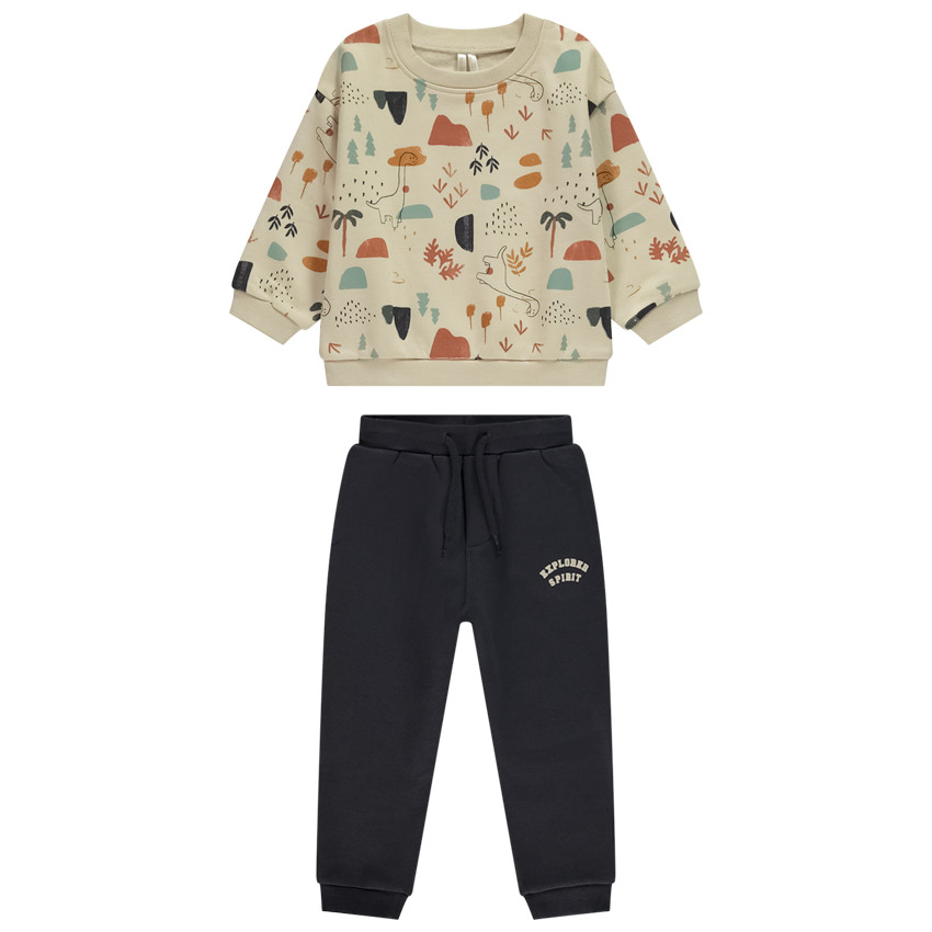 Jogging set met fleece en dinosaurussen voor baby jongens 