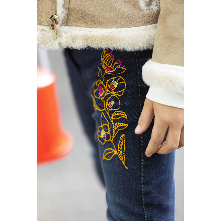 Slim jeans met geborduurde bloemen voor meisjes 