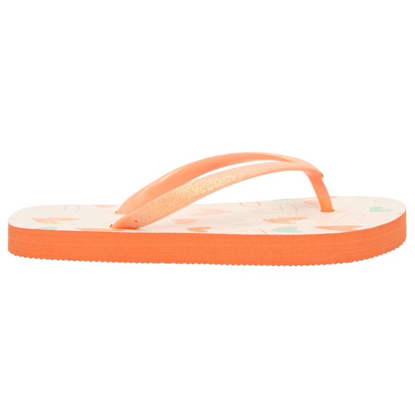 Tongs à bride pailletée imprimé cœurs pour fille avec lanière selon l'âge 