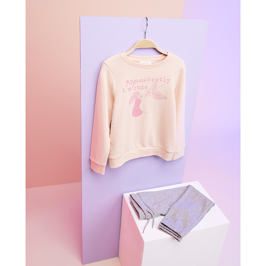 Ensemble en molleton sweat print poires + jogging pour fille 