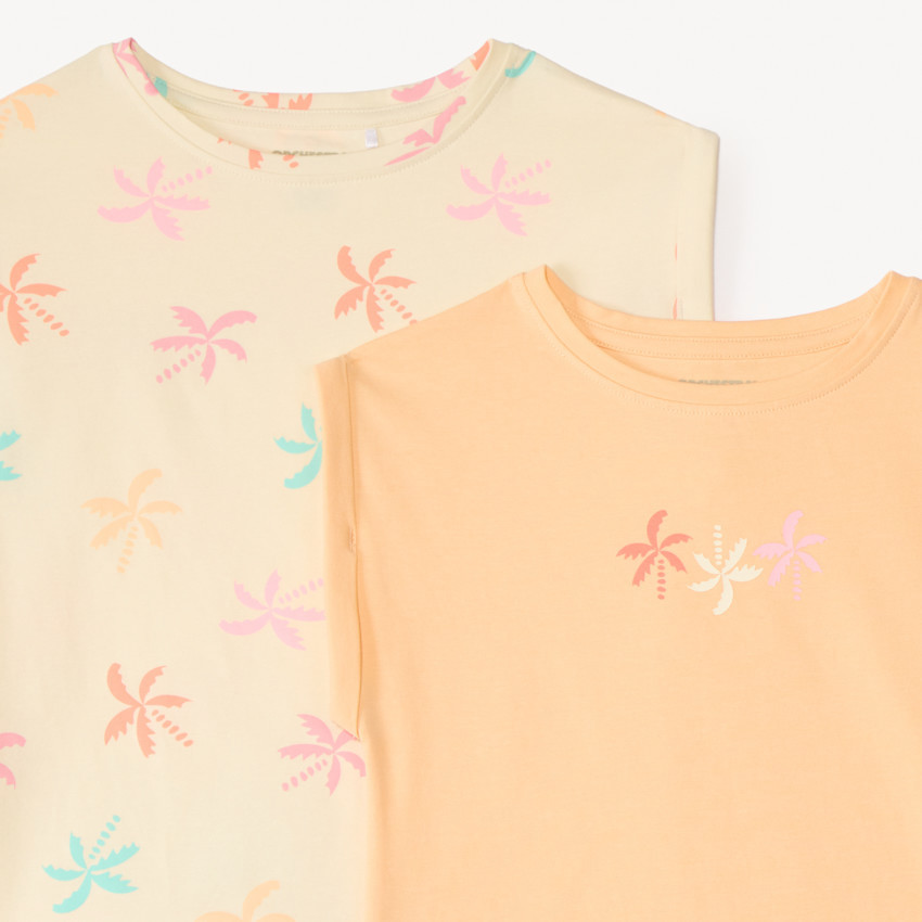 Lot de 2 t-shirts manches courtes forme boîte fille 