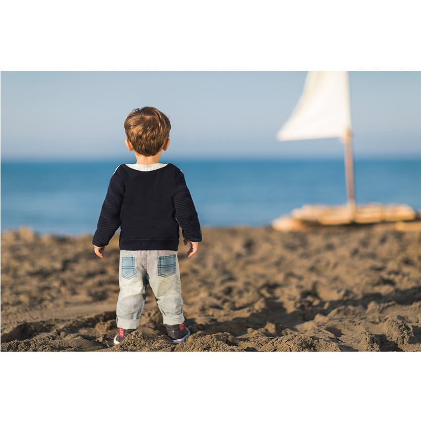 Trui van tricot matrozenmodel met patch met boot van tricot 